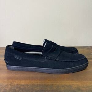 Cole Haan Grand Os Shoes Men’s 12 Black Loafers Suede Pinch Maine C13465